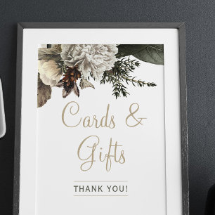 Elegant cards and gifts floral winter wedding sign