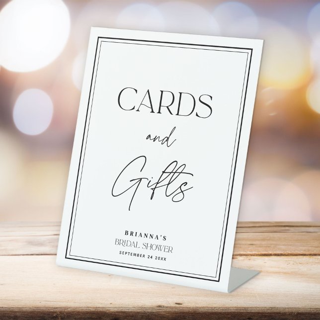 Elegant Cards & Gifts Black & White Bridal Shower Pedestal Sign (Creator Uploaded)