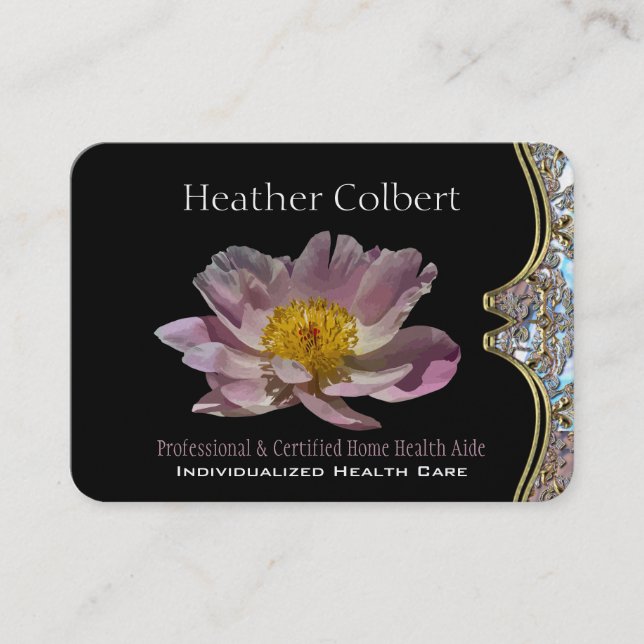 Elegant Caregiver Petal Professional Business Card (Front)