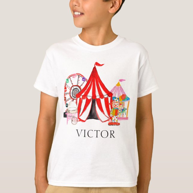 Elegant Carnival Circus Festival Show Kid's Name T-Shirt (Front)