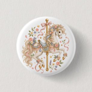 Elegant Carousel Horse French Fairytale 3 Cm Round Badge