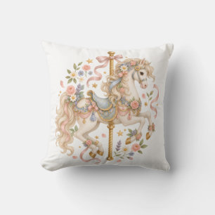 Elegant Carousel Horse French Fairytale Cushion