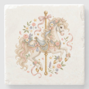 Elegant Carousel Horse French Fairytale Stone Coaster