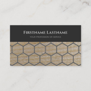 Elegant carpentry dark grey wooden plank hexagon b business card