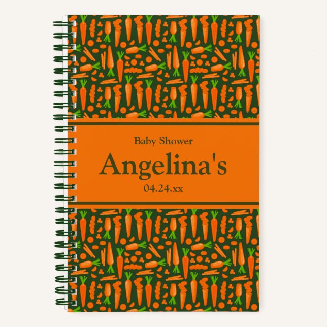 Elegant Carrot Baby Shower Gift List Notebook (Front)