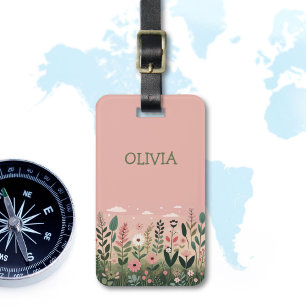 Elegant Cartoon Wildflowers Floral Personalised  Luggage Tag