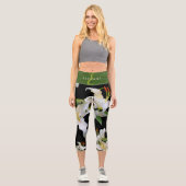 Elegant Casablanca White Oriental Lilies Capri Leggings (Front)
