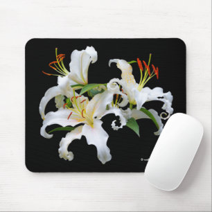 Elegant Casablanca White Oriental Lilies Flowers Mouse Mat