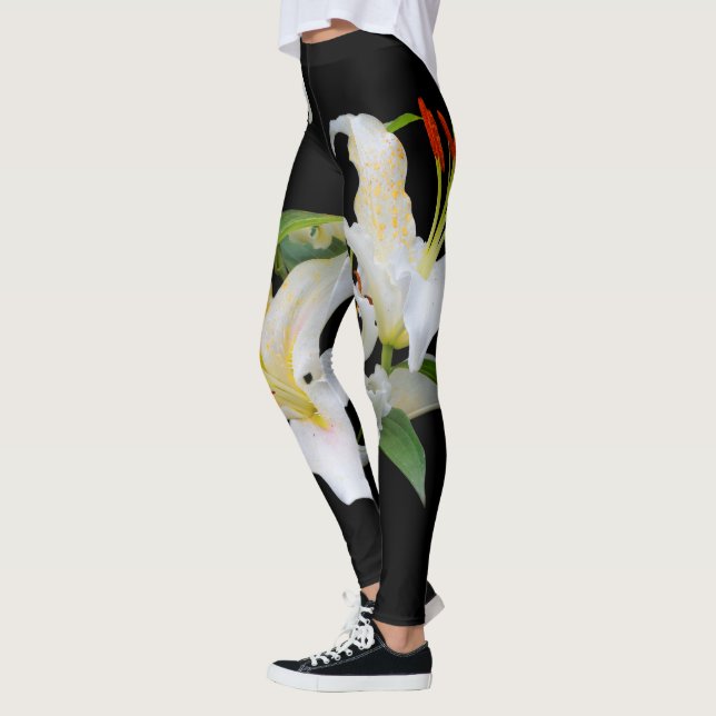 Elegant Casablanca White Oriental Lilies Leggings (Left)