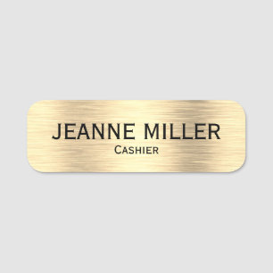 Elegant Cashier Black And Gold Name Tag