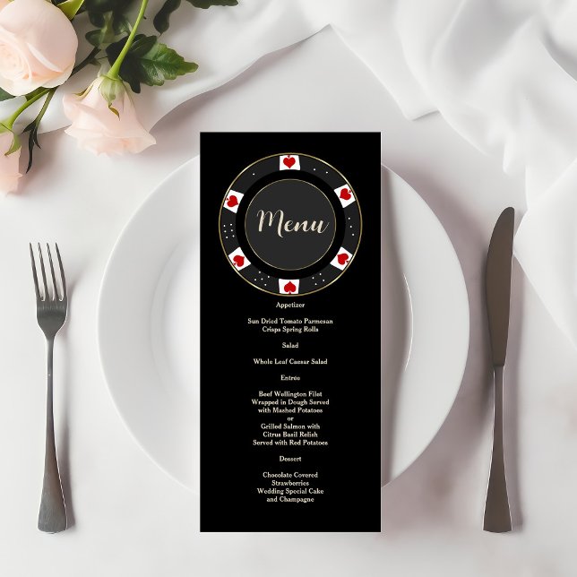 Elegant Casino Gold Poker Chip Wedding  Menu (Creator Uploaded)