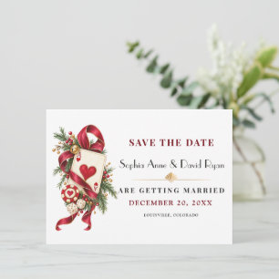 Elegant Casino Holiday Burgundy Gold Wedding Save The Date