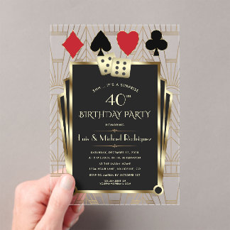 Elegant Casino Royale Las Vegas Poker Birthday Acrylic Invitations