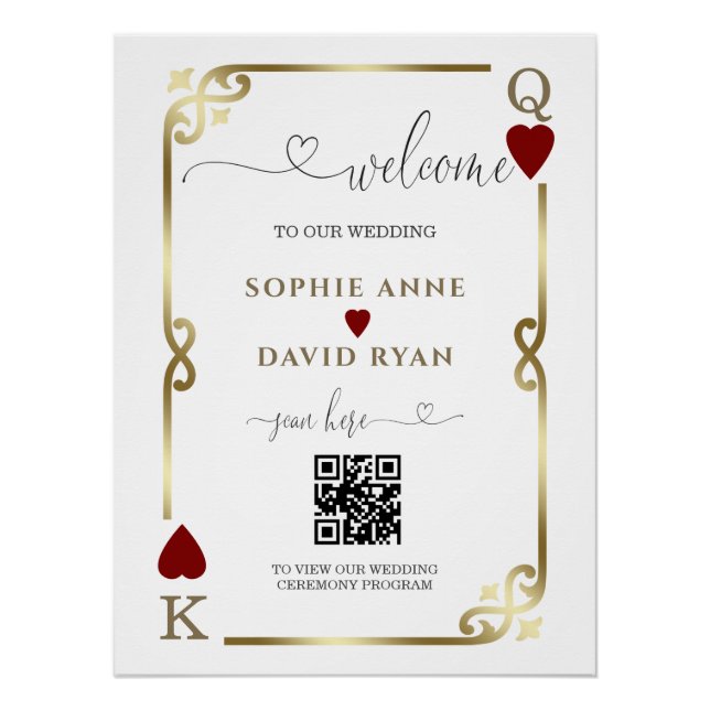 Elegant Casino Vegas Poker Wedding Welcome Sign (Front)