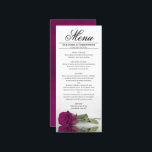 Elegant Cassis or Magenta Rose Reflections Wedding Menu<br><div class="desc">This beautiful menu will add some style to your wedding reception. It features a beautiful and romantic design with a single cassis purple, magenta, or berry coloured rose lying on its side reflecting in a pool of water with waves and ripples. There is space for the names of the couple...</div>