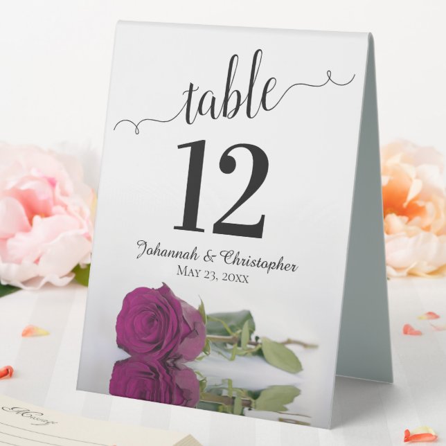 Elegant Cassis Purple Rose Wedding Table Number (In SItu (Wedding))