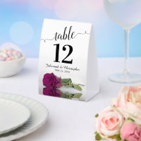 Elegant Cassis Purple Rose Wedding Table Number