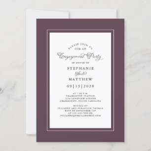 Elegant Cassis Purple Wedding Engagement Party Invitation
