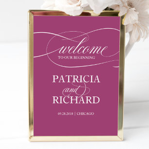 Elegant Cassis Welcome To Our Beginning Sign