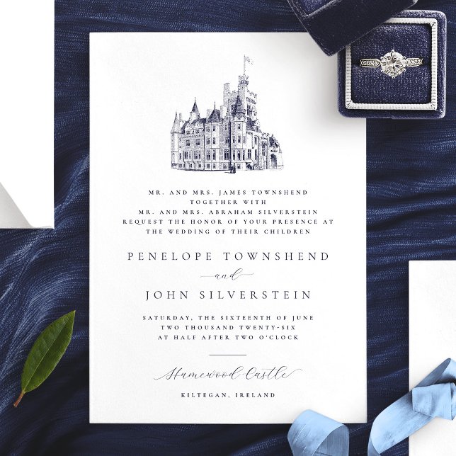 Elegant Castle Illustration Parents Host Wedding Invitation (Elegant Castle Illustration Parents Host Wedding Invitation)