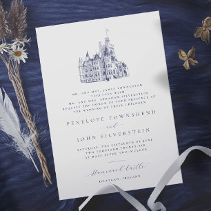 Elegant Castle Illustration Parents Host Wedding Invitation