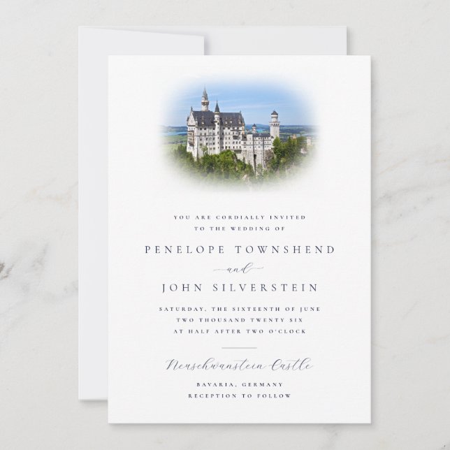 Elegant Castle Photo Overlay Destination Wedding Invitation (Front)