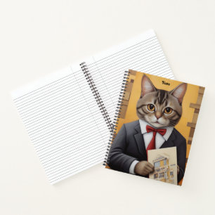 Elegant Cat Architect Art Funny Business Cat  Notebook