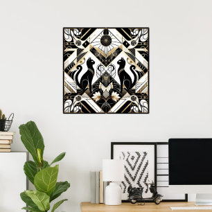 Elegant cat Art Deco lovers Poster