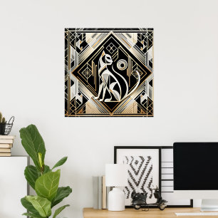 Elegant cat Art Deco lovers  Poster
