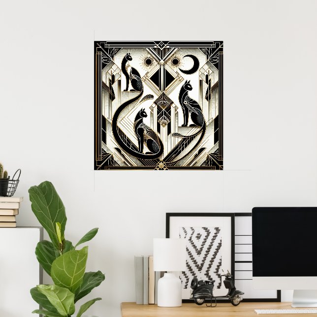 Elegant cat Art Deco lovers  Poster (Home Office)