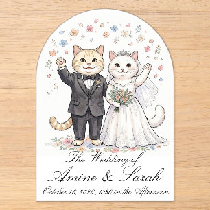 Elegant Cat Couple Wedding Invitation Customizable