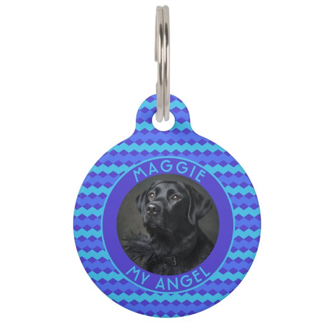 Elegant Cat Dad Gift Chevron Geometry Pet Tag (Front)