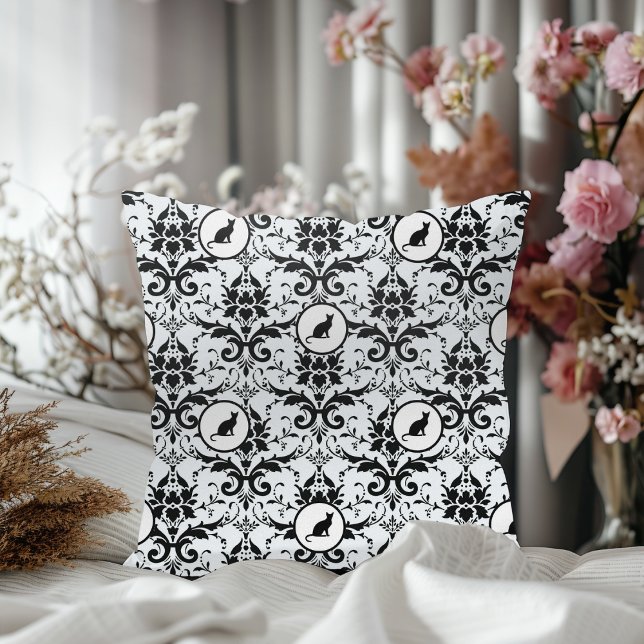 Elegant Cat Damask Pattern Cushion (Creator Uploaded)