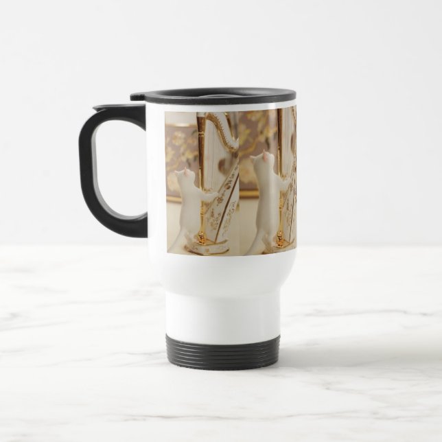 Elegant Cat Harpist  Travel Mug (Left)