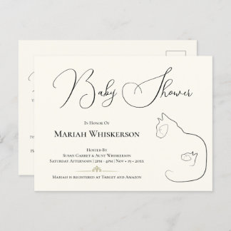 Elegant Cat & Kitten Baby Shower Invitation