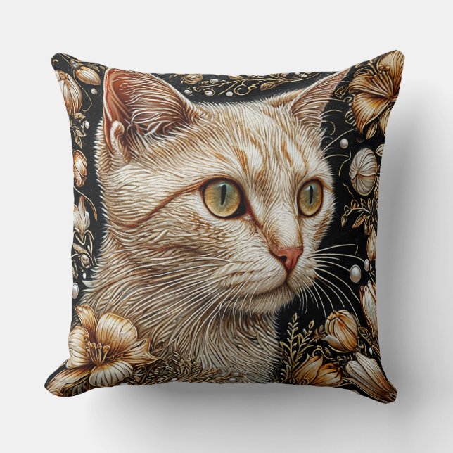 Elegant Cat Portrait Cushion (Front)