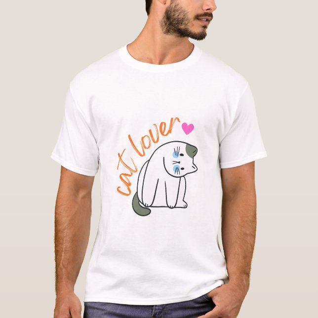 Elegant Cat Stroll – Minimalist Cat Walk Illustrat T-Shirt (Front)