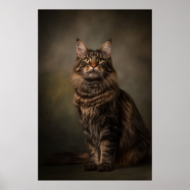 Elegant Cat Studio Portrait Poster (Front)