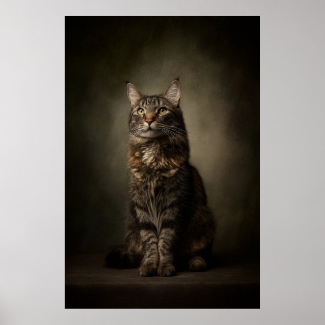 Elegant Cat Studio Portrait Poster (Front)