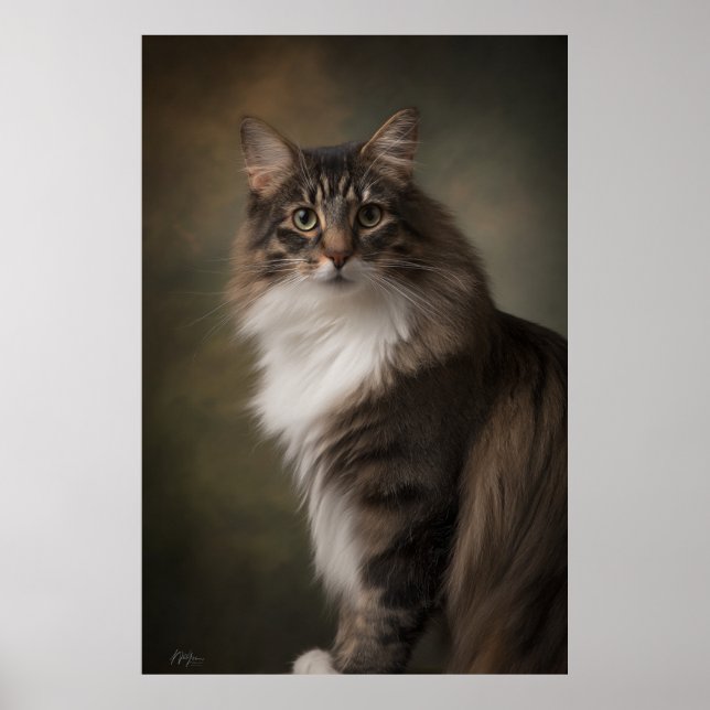 Elegant Cat Studio Portrait Poster (Front)