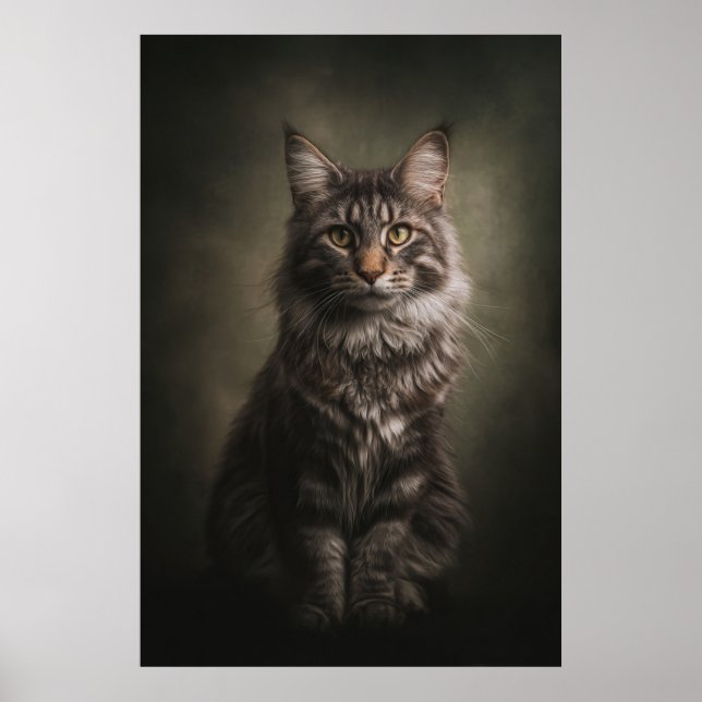 Elegant Cat Studio Portrait Poster (Front)