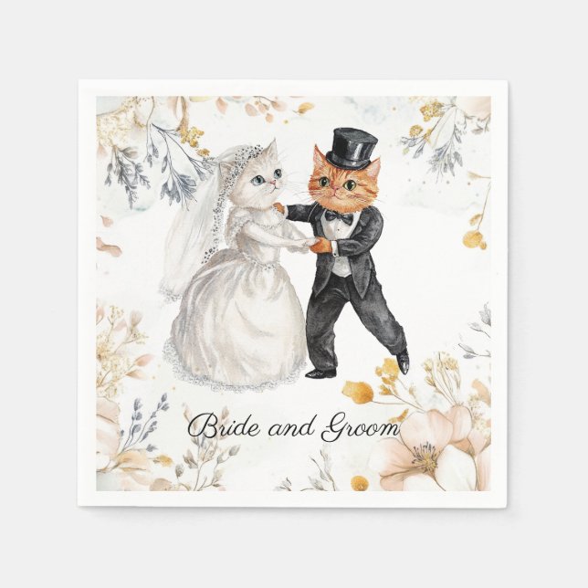 Elegant Cat Wedding  Cute & Classy Cat Napkin (Front)