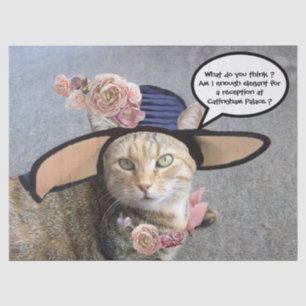 ELEGANT CAT WITH DIVA HAT,PINK ROSES Mother's Day Tissue Paper