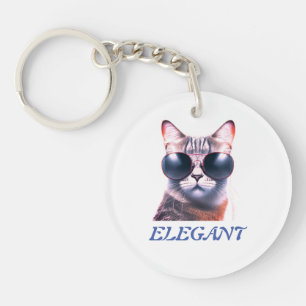 elegant cat with sunglasses Acrylic Keychain