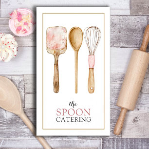 Elegant Caterer Whisk Spoon Spatula Utensils Business Card