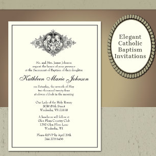 Elegant Catholic Baptism Invitation