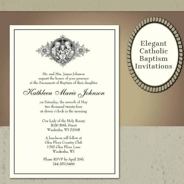 Elegant Catholic Baptism Invitation (Creator Uploaded)