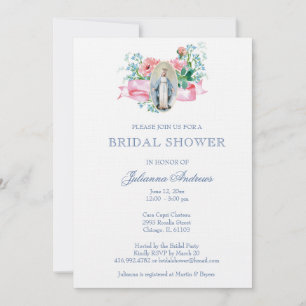 Elegant Catholic Bridal Shower Floral  Invitation