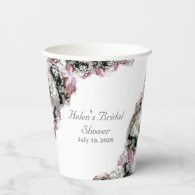 Elegant Catholic Bridal Shower Paper Cups (Front)
