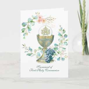 Elegant Catholic First Holy Communion Religious  Invitation